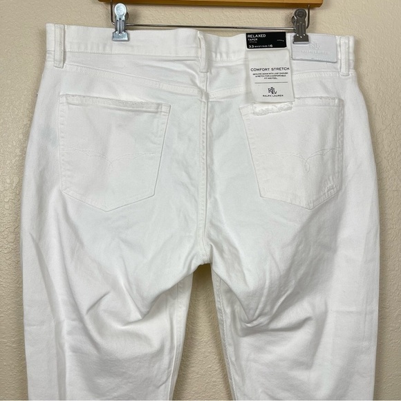 Lauren Ralph Lauren White Eyelet Patchwork Relaxed Tapered Jeans Size 16 Women - Picture 7 of 16